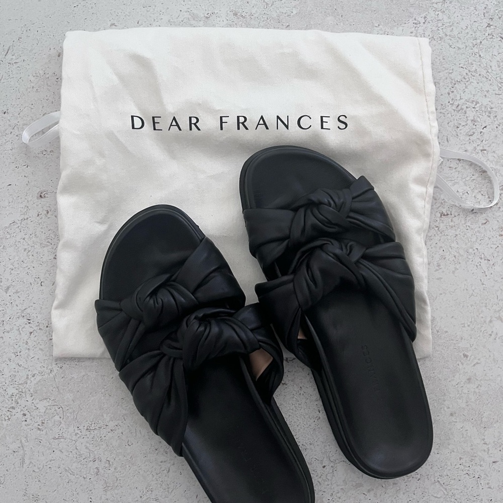 Dear Frances Black Bow Detail Sandals